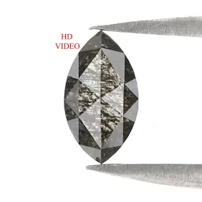 0.55 CT Natural Loose Marquise Shape Diamond Salt And Pepper Marquise Rose Cut Diamond 7.45 MM Black Grey Color Marquise Cut Dia