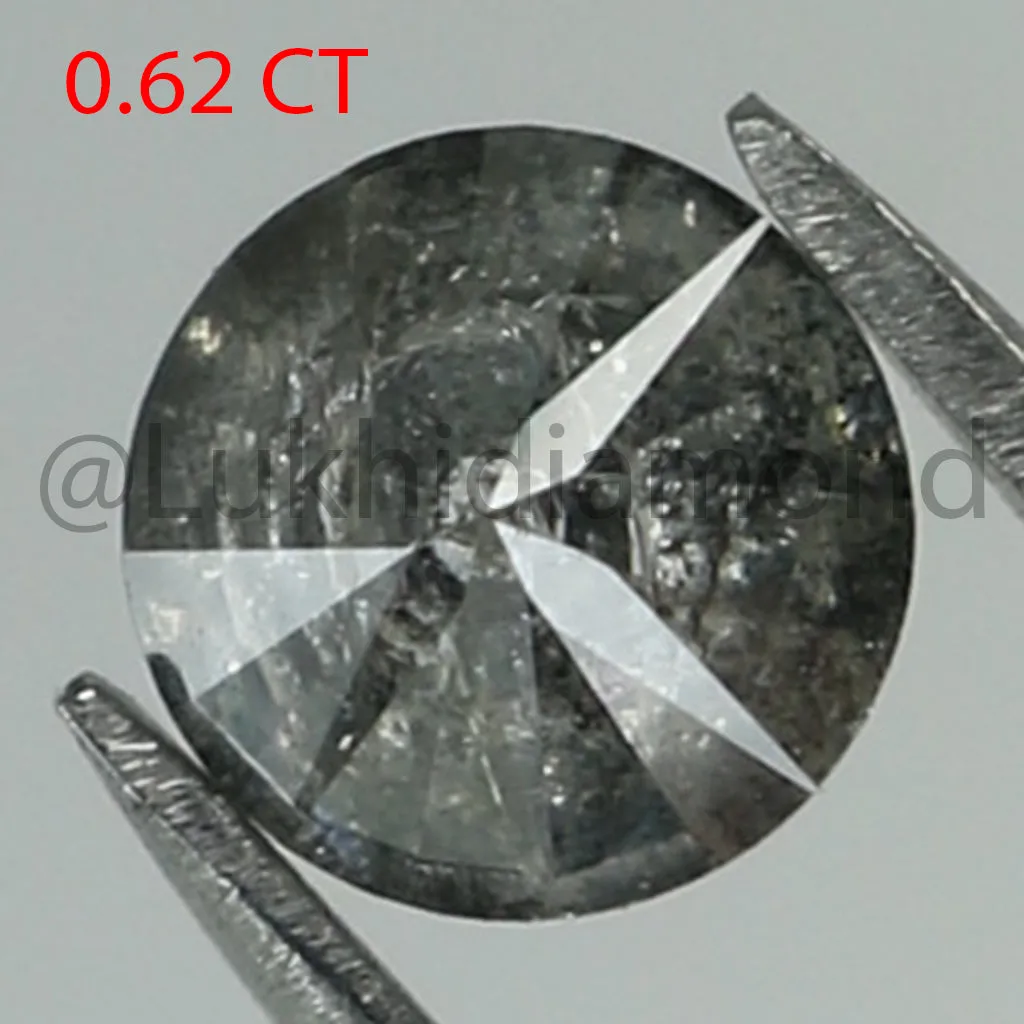 0.62 CT Natural Loose Round Shape Diamond Black Grey Color Round Shape Diamond 4.80 MM Salt And Pepper Round Brilliant Cut Diamo