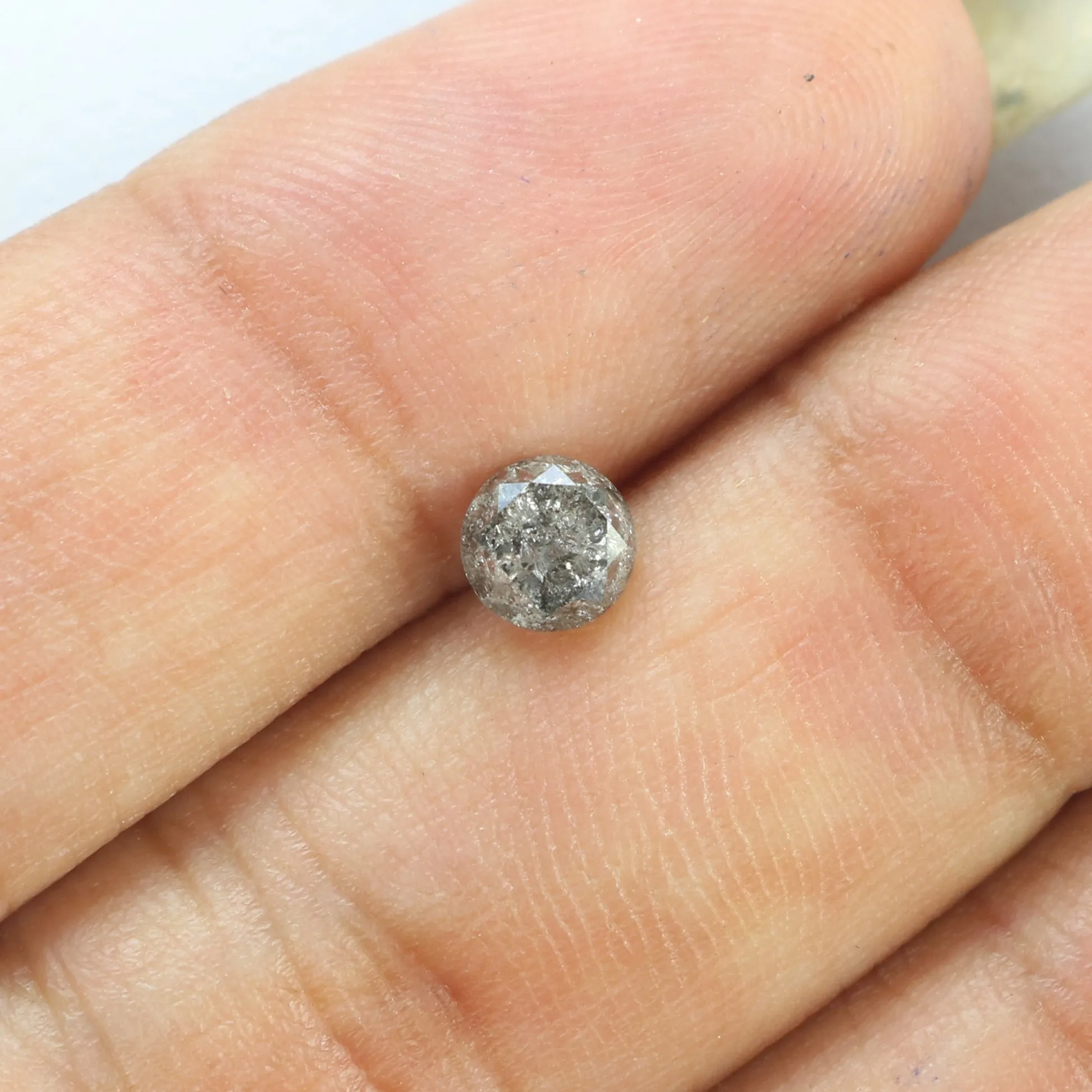 0.62 CT Natural Loose Round Shape Diamond Black Grey Color Round Shape Diamond 4.80 MM Salt And Pepper Round Brilliant Cut Diamo