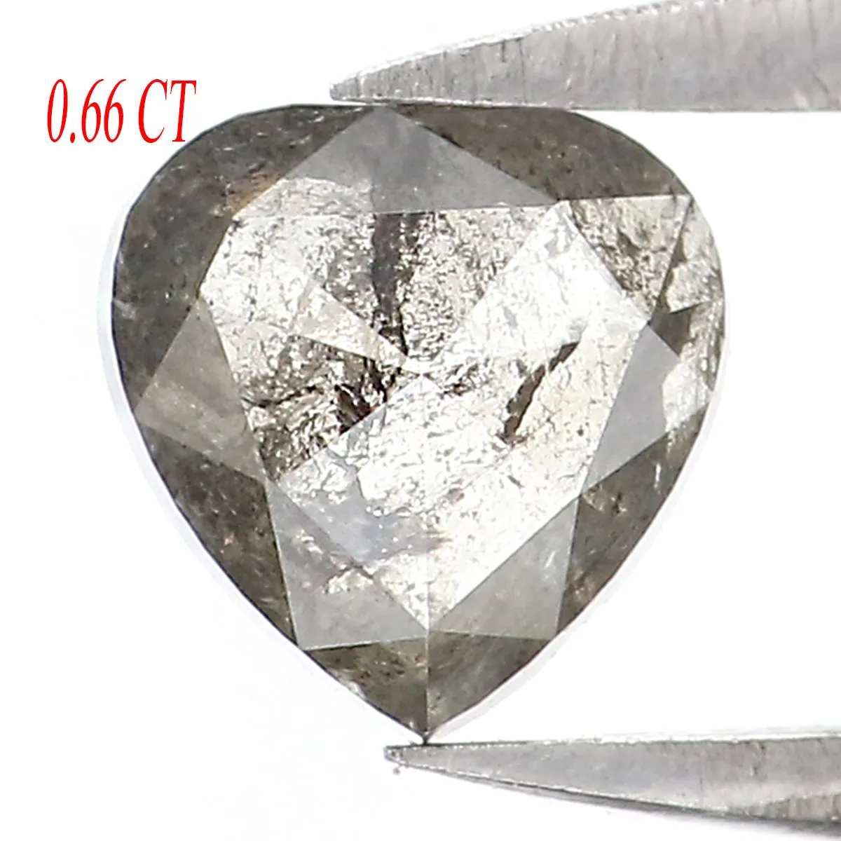 0.66 CT Natural Loose Heart Shape Diamond Salt And Pepper Heart Diamond 5.50 MM Natural Loose Black Grey Color Heart Shape Rose 