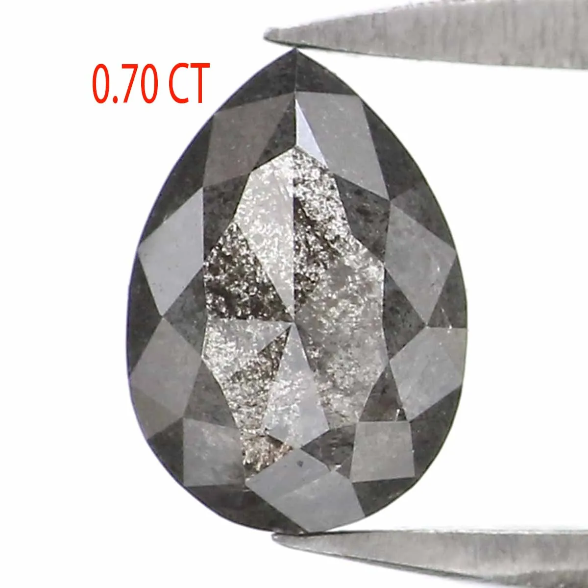 0.70 CT Natural Loose Pear Shape Diamond Salt And Pepper Pear Rose Cut Diamond 6.50 MM Black Grey Color Pear Shape Rose Cut Diam