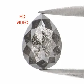 0.70 CT Natural Loose Pear Shape Diamond Salt And Pepper Pear Rose Cut Diamond 6.50 MM Black Grey Color Pear Shape Rose Cut Diam