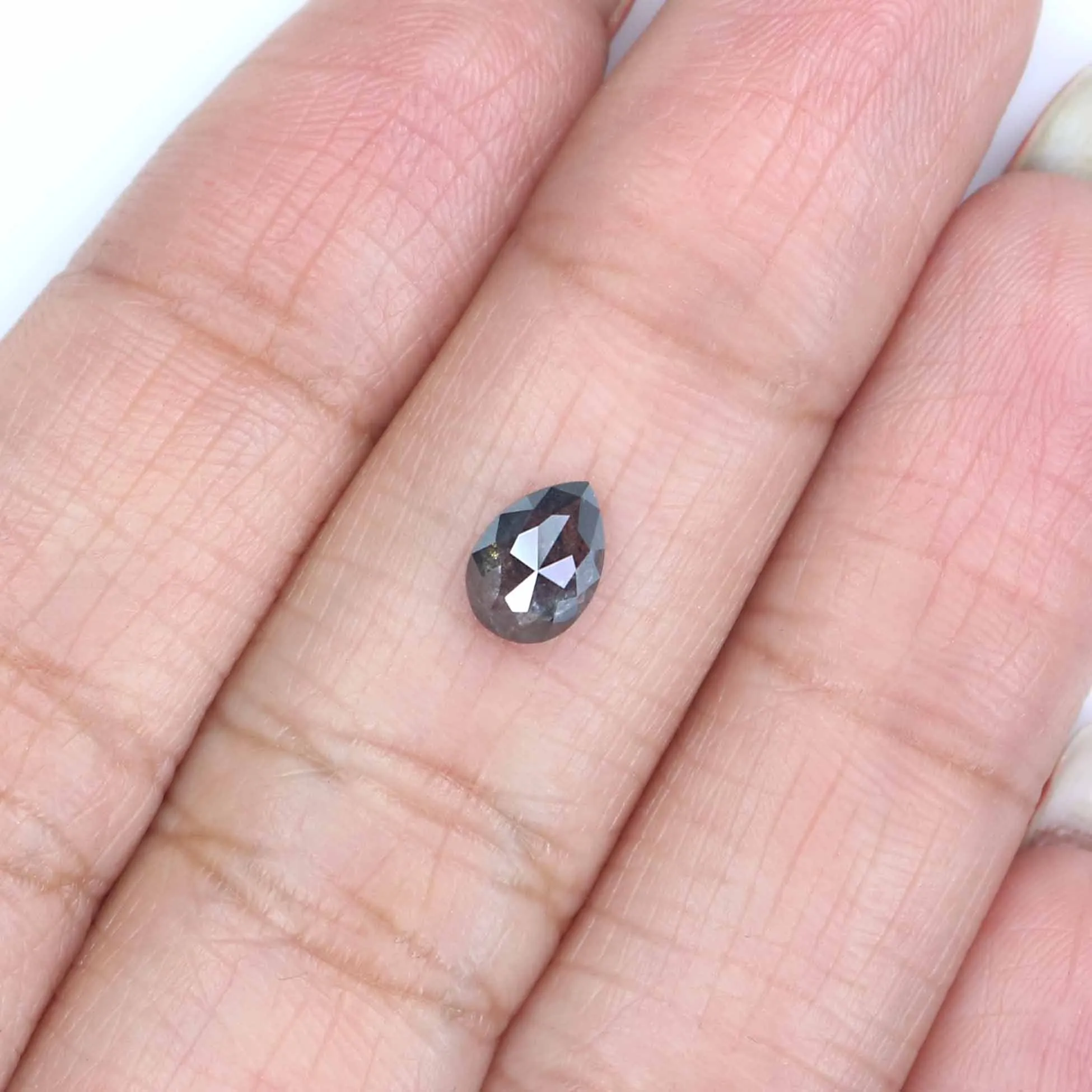 0.70 CT Natural Loose Pear Shape Diamond Salt And Pepper Pear Rose Cut Diamond 6.50 MM Black Grey Color Pear Shape Rose Cut Diam