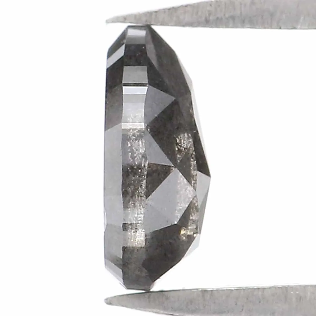 0.70 CT Natural Loose Pear Shape Diamond Salt And Pepper Pear Rose Cut Diamond 6.50 MM Black Grey Color Pear Shape Rose Cut Diam