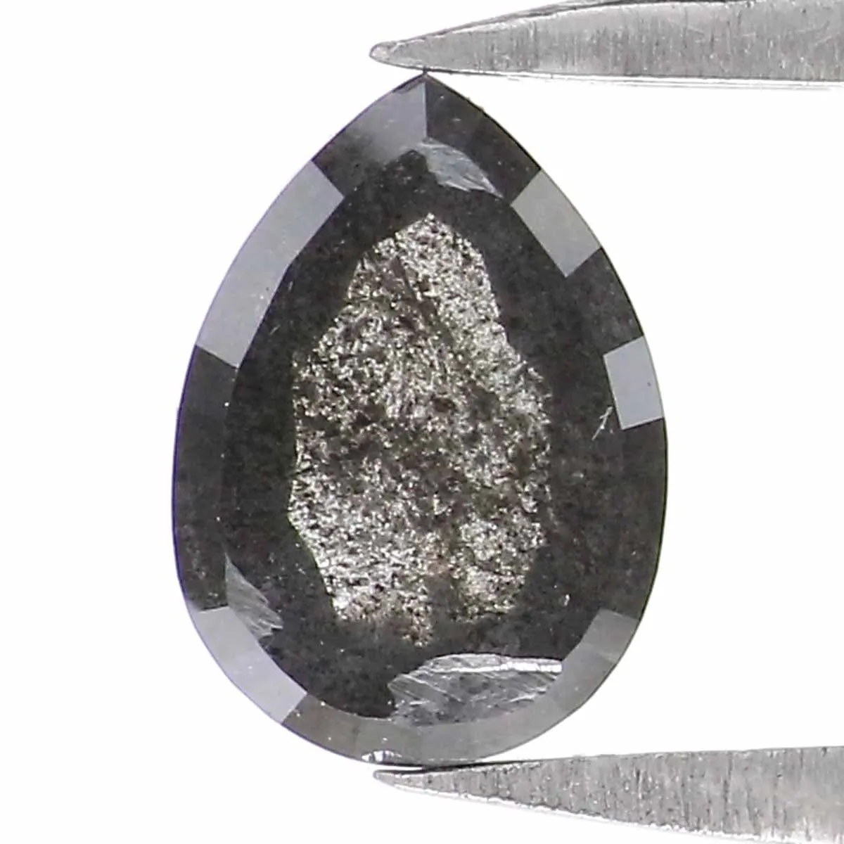 0.70 CT Natural Loose Pear Shape Diamond Salt And Pepper Pear Rose Cut Diamond 6.50 MM Black Grey Color Pear Shape Rose Cut Diam