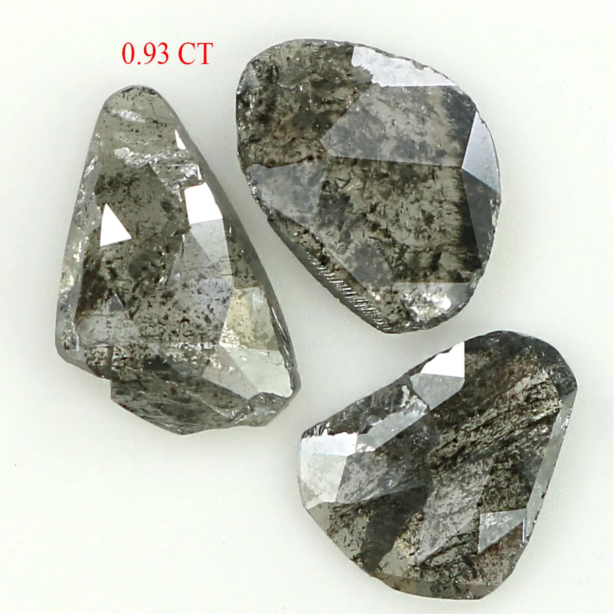 0.93 Ct Natural Loose Slice Shape Diamond Salt And Pepper Slice Cut Diamond 5.65 MM Natural Black Grey Diamond Irregular Cut Dia