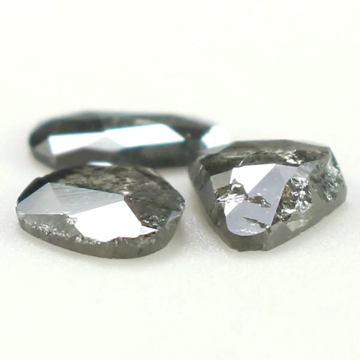 0.93 Ct Natural Loose Slice Shape Diamond Salt And Pepper Slice Cut Diamond 5.65 MM Natural Black Grey Diamond Irregular Cut Dia