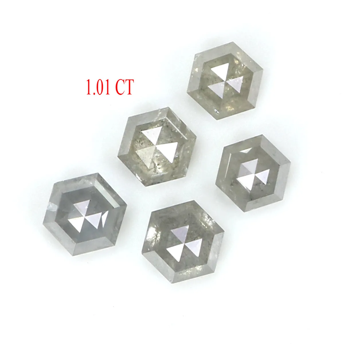 1.01 CT Natural Loose Hexagon Shape Diamond Grey Color Hexagon Cut Diamond 3.10 MM Natural Loose Grey Hexagon Shape Rose Cut Dia