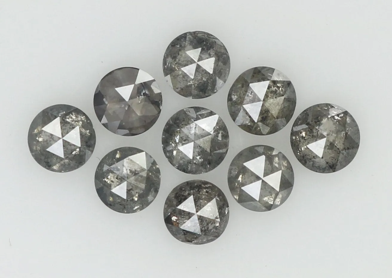 1.03 Ct Natural Loose Diamond Round Rose Cut Black Grey Salt And Pepper Color I3 Clarity 9 Pcs KDL8004