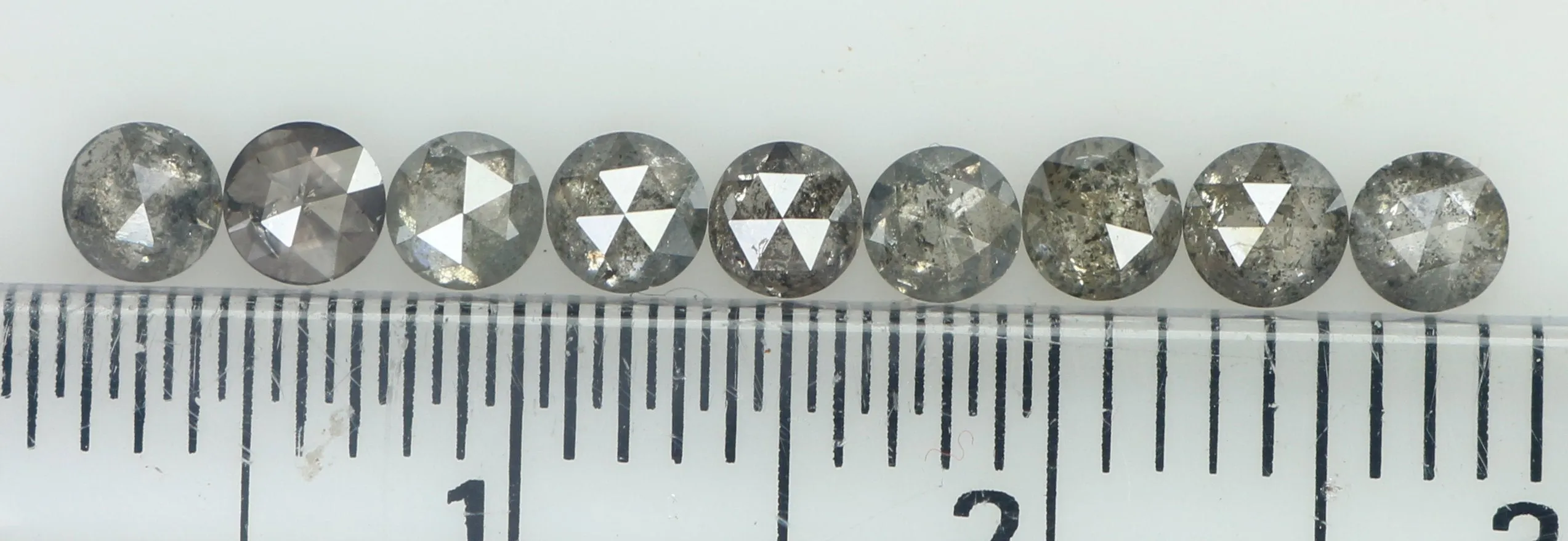 1.03 Ct Natural Loose Diamond Round Rose Cut Black Grey Salt And Pepper Color I3 Clarity 9 Pcs KDL8004