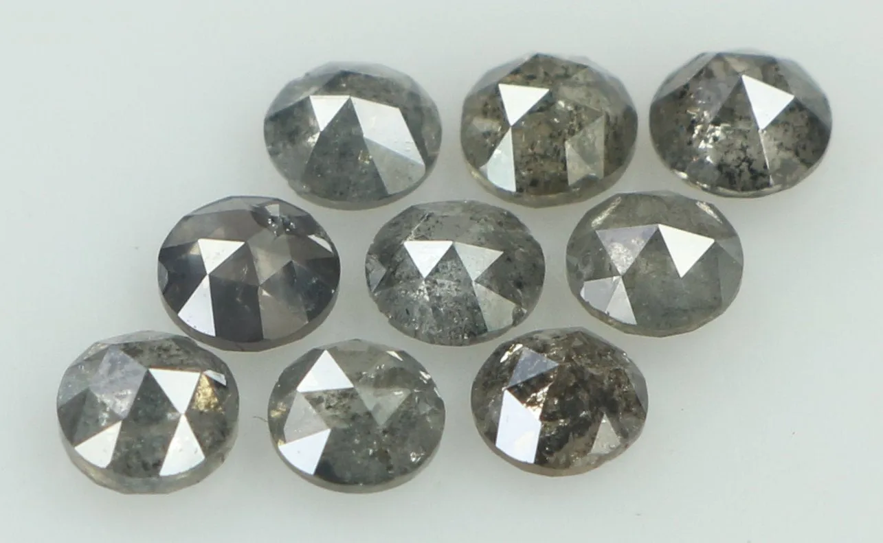 1.03 Ct Natural Loose Diamond Round Rose Cut Black Grey Salt And Pepper Color I3 Clarity 9 Pcs KDL8004