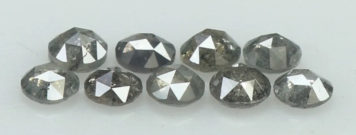 1.03 Ct Natural Loose Diamond Round Rose Cut Black Grey Salt And Pepper Color I3 Clarity 9 Pcs KDL8004