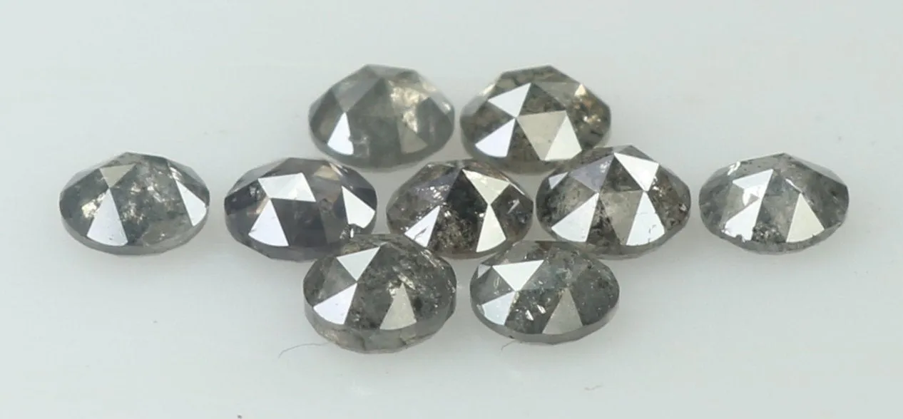 1.03 Ct Natural Loose Diamond Round Rose Cut Black Grey Salt And Pepper Color I3 Clarity 9 Pcs KDL8004