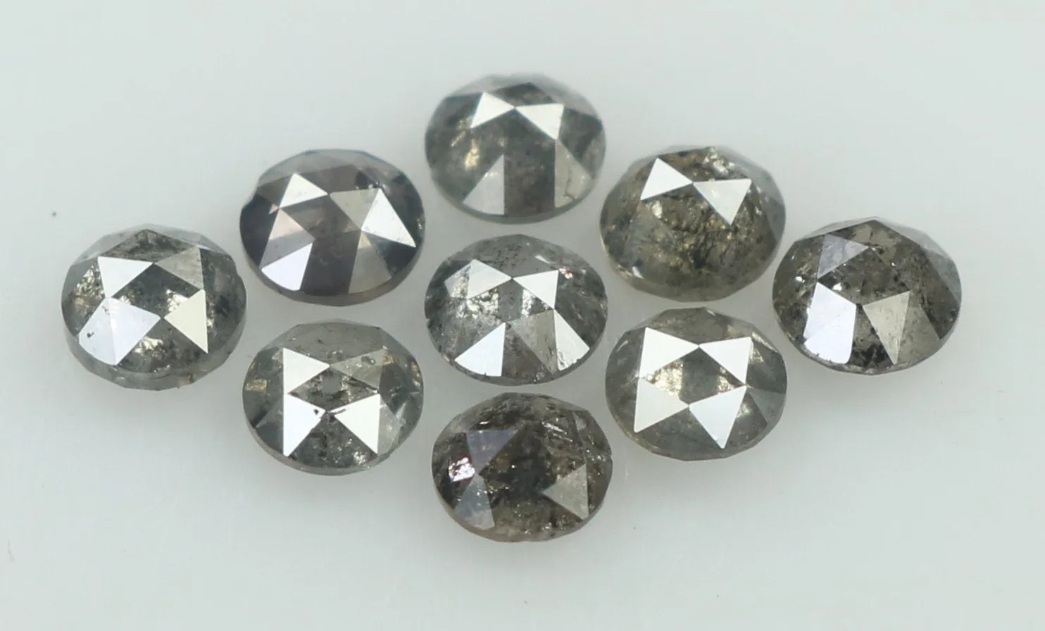 1.03 Ct Natural Loose Diamond Round Rose Cut Black Grey Salt And Pepper Color I3 Clarity 9 Pcs KDL8004