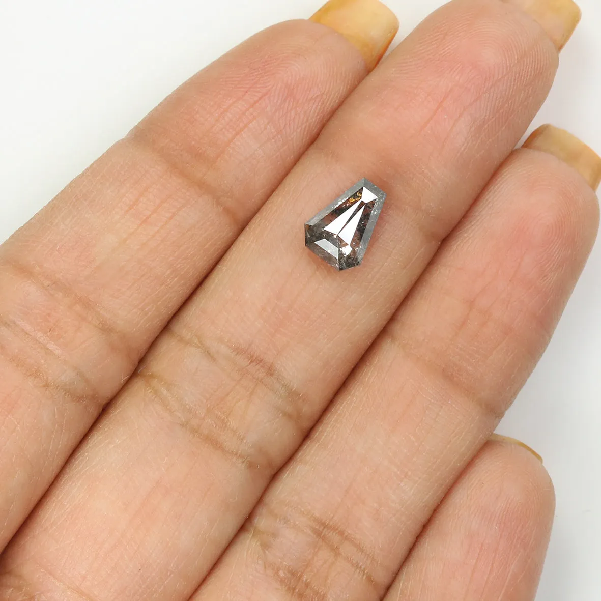 1.08 CT Natural Loose Coffin Shape Diamond Salt And Pepper Coffin Shape Diamond 7.75 MM Black Grey Color Coffin Rose Cut Diamond