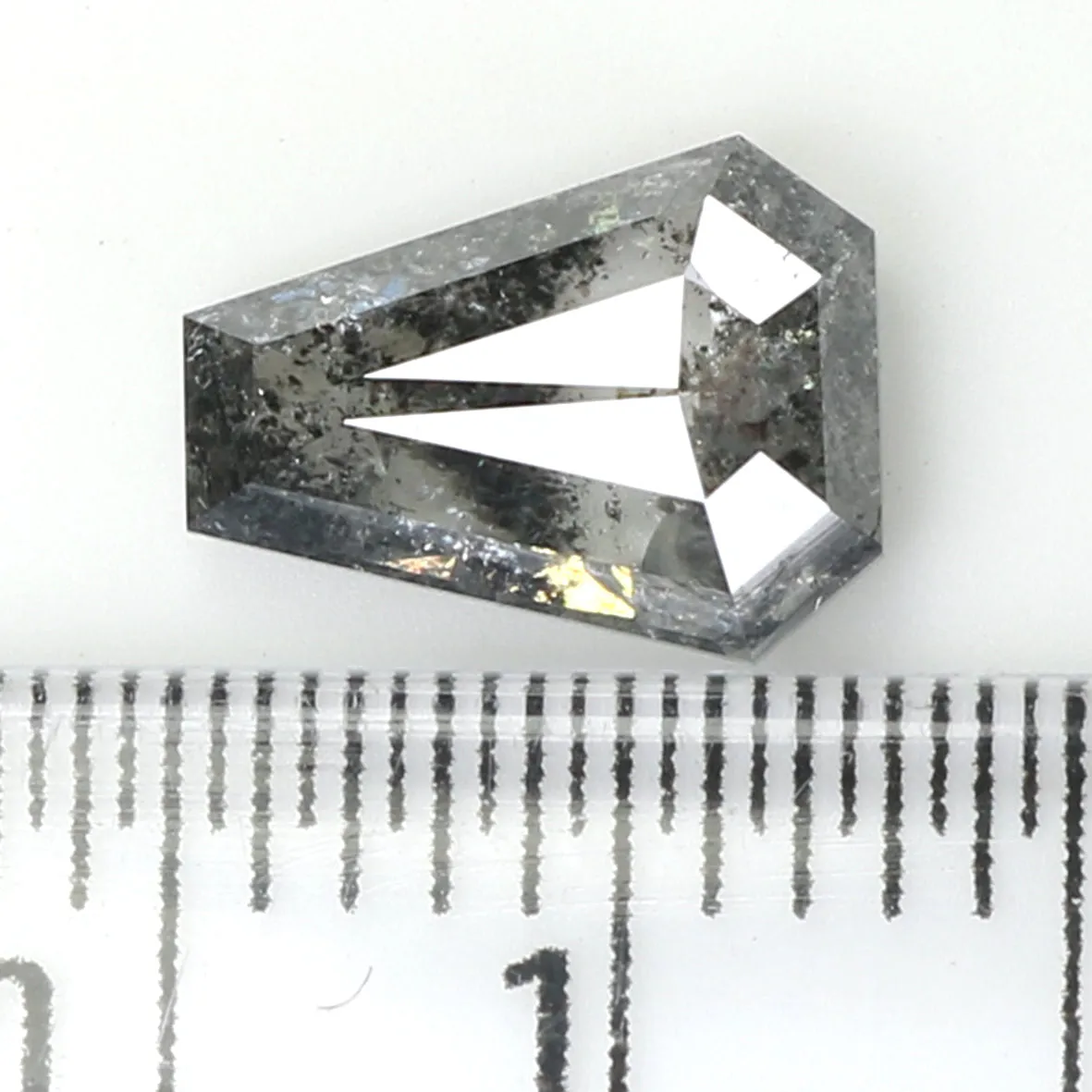 1.08 CT Natural Loose Coffin Shape Diamond Salt And Pepper Coffin Shape Diamond 7.75 MM Black Grey Color Coffin Rose Cut Diamond