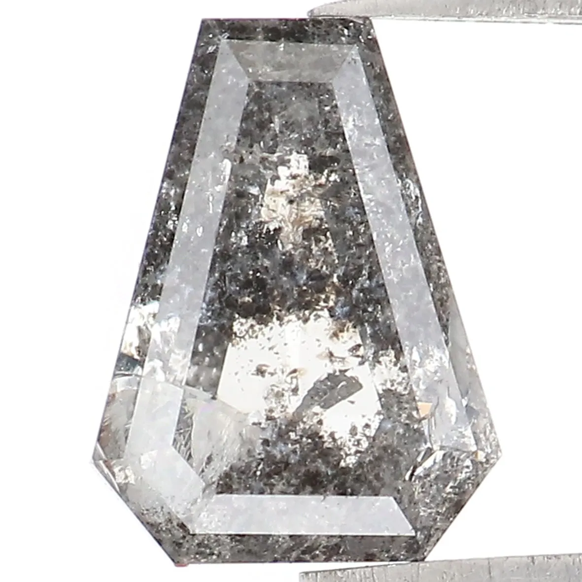 1.08 CT Natural Loose Coffin Shape Diamond Salt And Pepper Coffin Shape Diamond 7.75 MM Black Grey Color Coffin Rose Cut Diamond