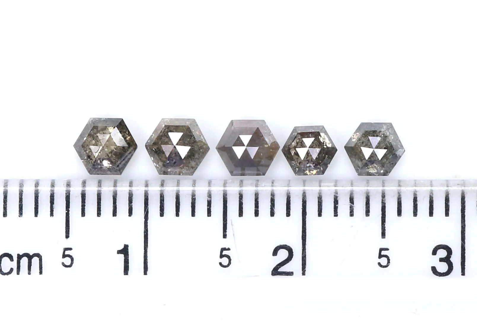 1.24 CT Natural Loose Hexagon Shape Diamond Salt And Pepper Hexagon Cut Diamond 3.10 MM Natural Black Grey Hexagon Rose Cut Diam