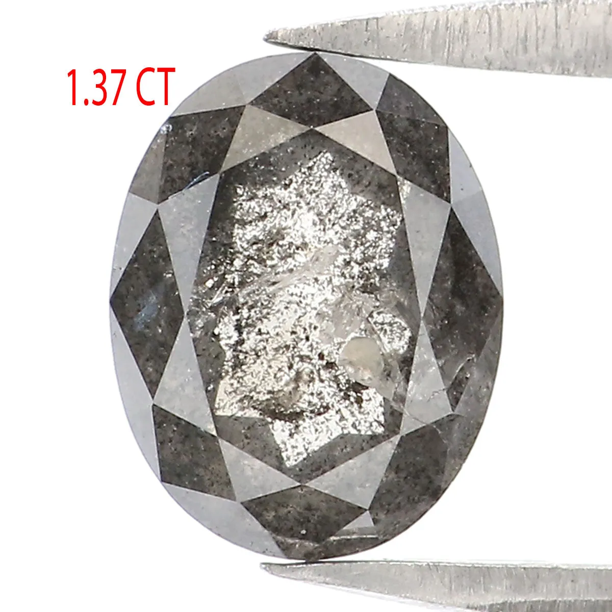 1.37 Ct Natural Loose Oval Shape Diamond Black Grey Color Diamond 7.35 MM Natural Loose Diamond Salt and Pepper Oval Shape Diamo