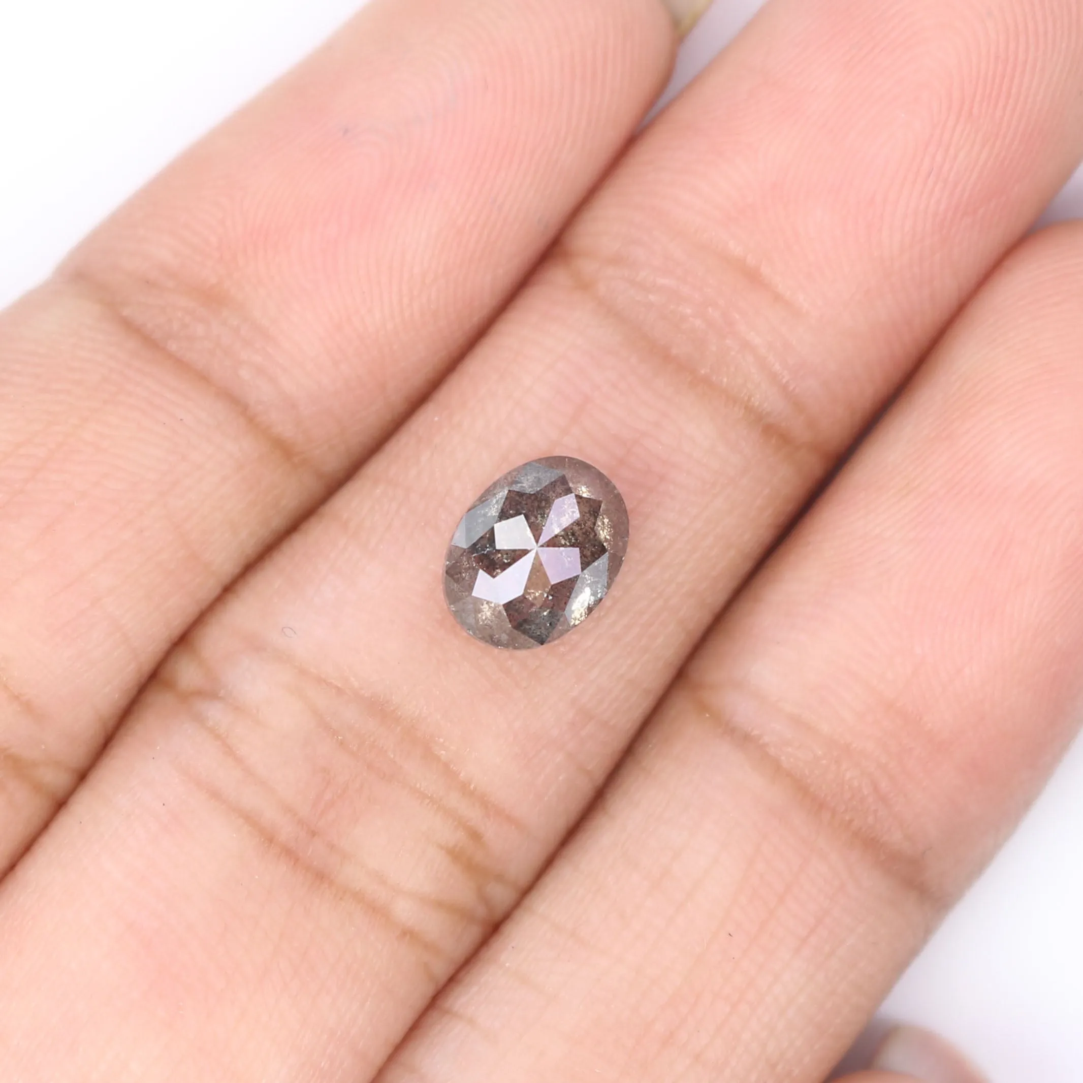 1.37 Ct Natural Loose Oval Shape Diamond Black Grey Color Diamond 7.35 MM Natural Loose Diamond Salt and Pepper Oval Shape Diamo