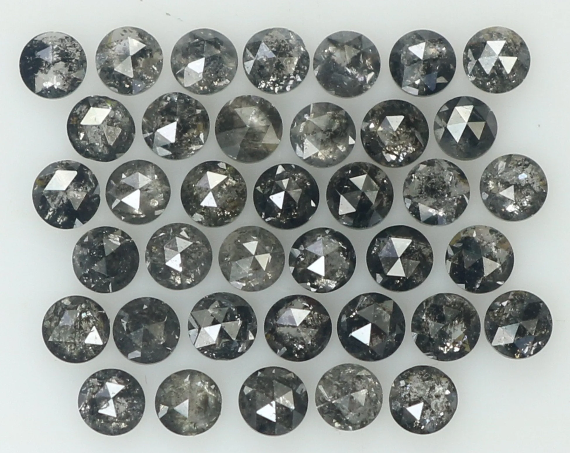 1.45 Ct Natural Loose Diamond Round Rose Cut Black Grey Salt And Pepper Color I3 Clarity 38 Pcs KDK1951