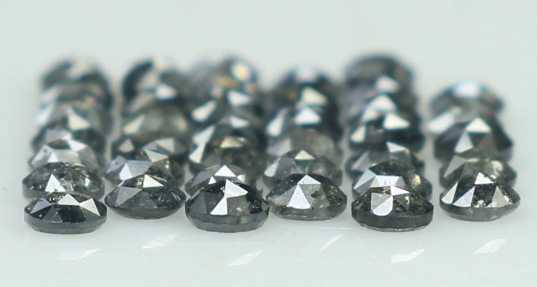 1.45 Ct Natural Loose Diamond Round Rose Cut Black Grey Salt And Pepper Color I3 Clarity 38 Pcs KDK1951