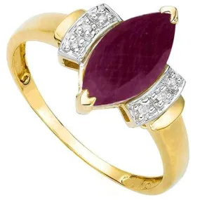 1.6 CT RUBY & DIAMOND 10KT SOLID GOLD RING