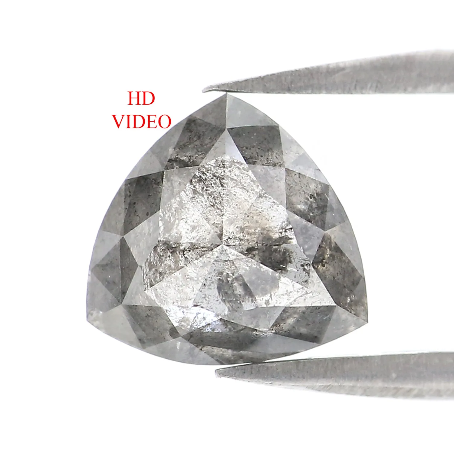 1.79 CT Natural Loose Triangle Shape Diamond Salt And Pepper Triangle Diamond 7.90 MM Black Grey Color Triangle Cut Rose Cut Dia