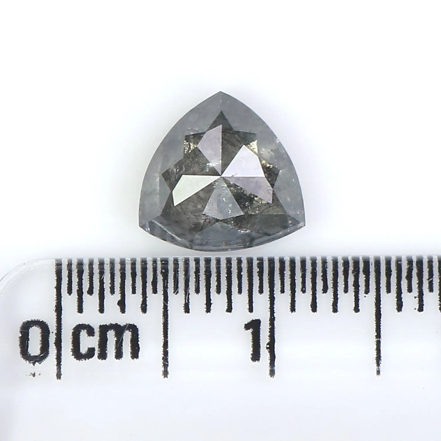 1.79 CT Natural Loose Triangle Shape Diamond Salt And Pepper Triangle Diamond 7.90 MM Black Grey Color Triangle Cut Rose Cut Dia