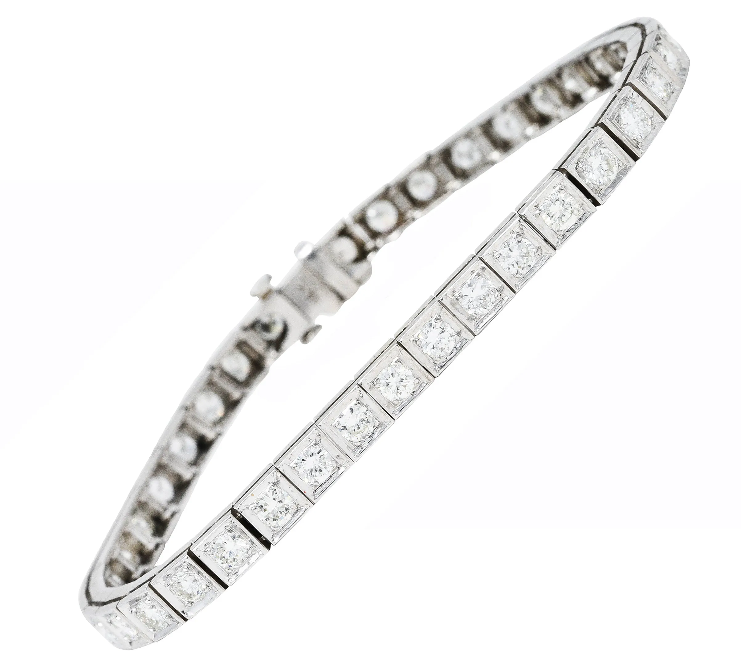 1950’s 4.00 CTW 14 Karat White Gold Line Bracelet