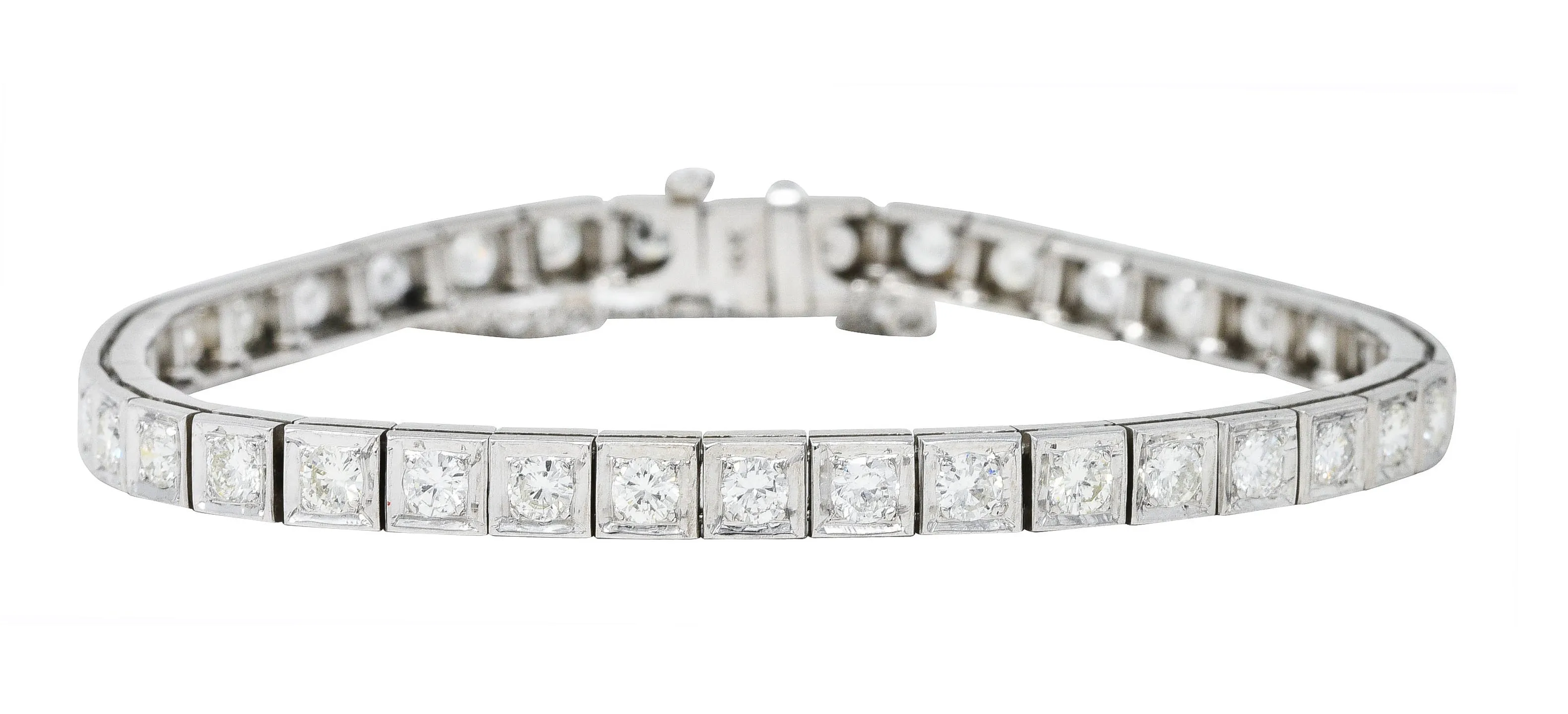 1950’s 4.00 CTW 14 Karat White Gold Line Bracelet