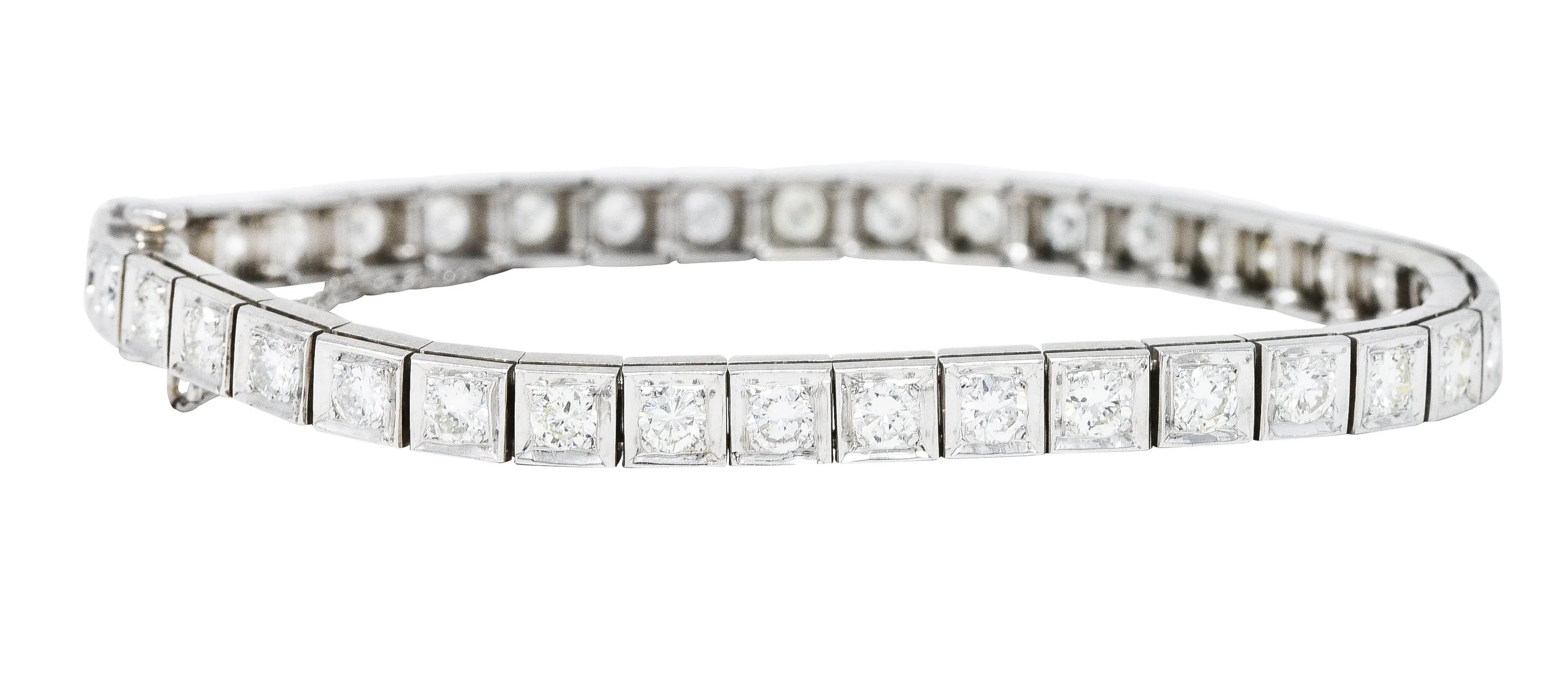 1950’s 4.00 CTW 14 Karat White Gold Line Bracelet