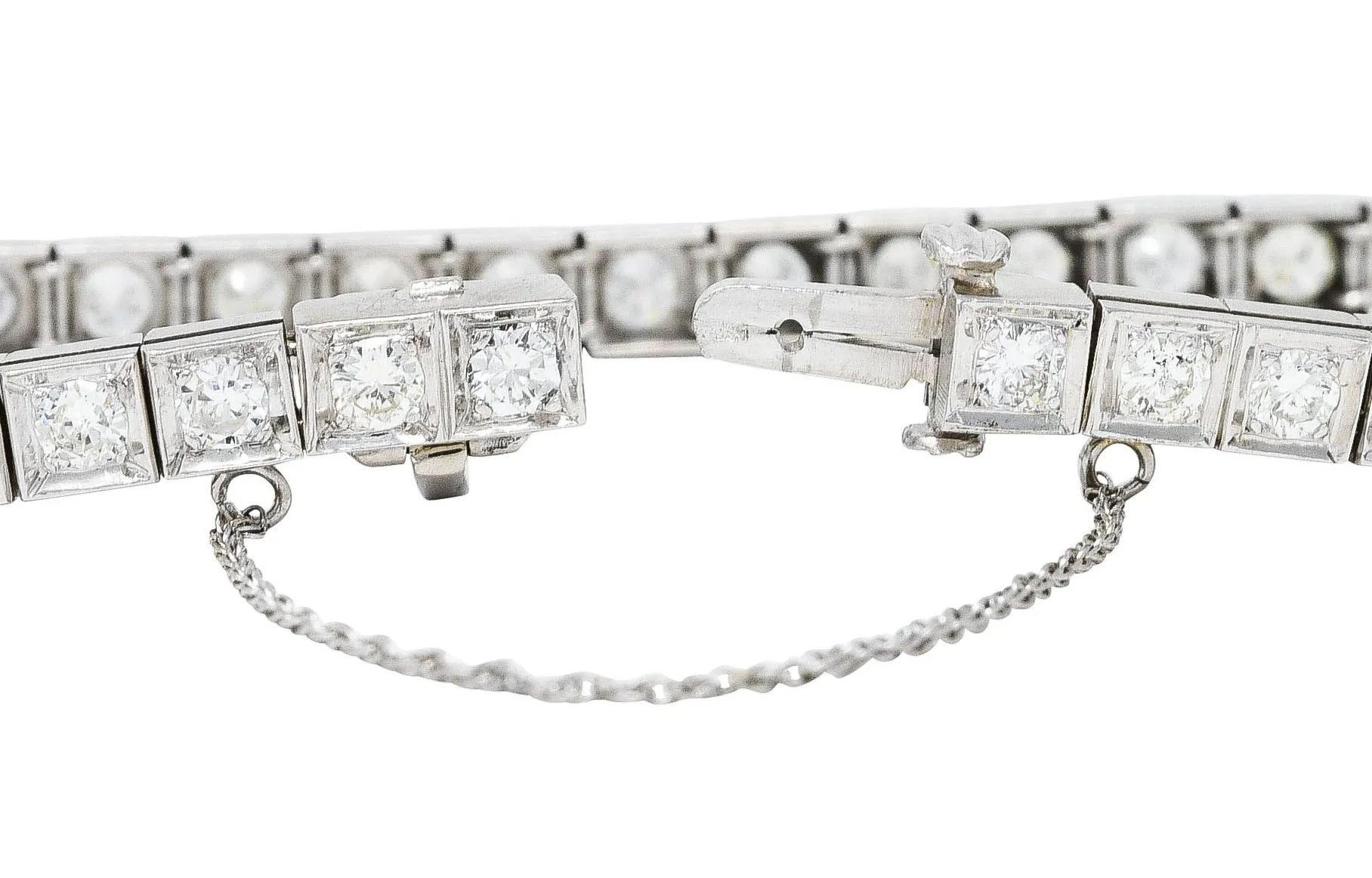 1950’s 4.00 CTW 14 Karat White Gold Line Bracelet