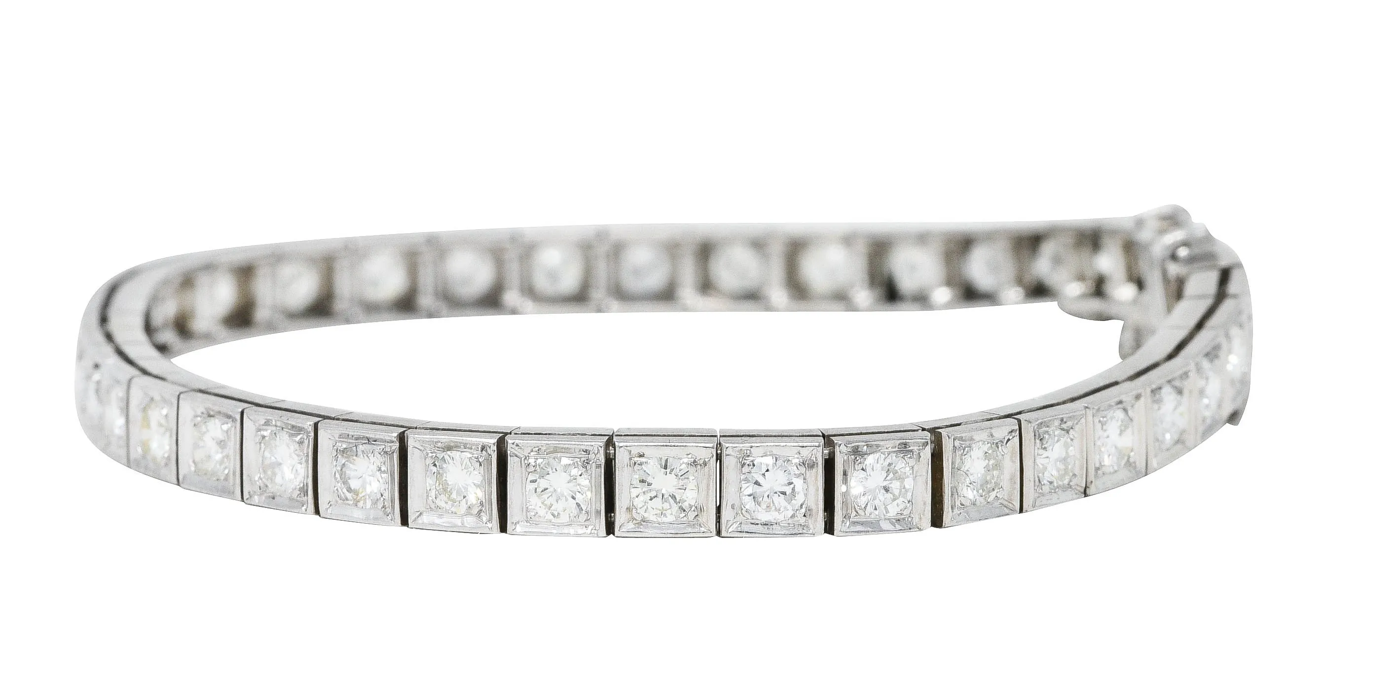 1950’s 4.00 CTW 14 Karat White Gold Line Bracelet