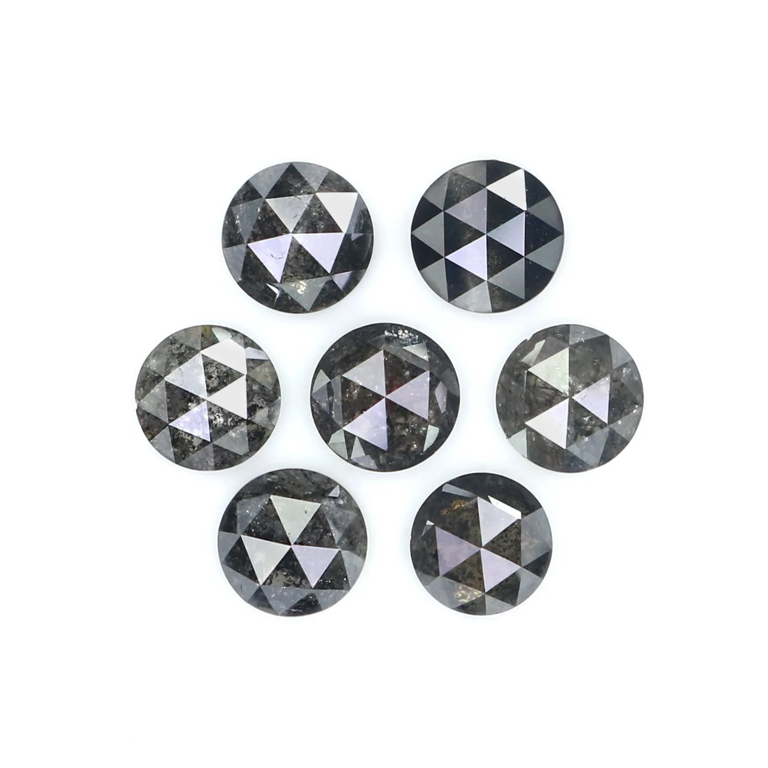 1.97 Ct Natural Loose Round Rose Cut Diamond Salt And Pepper Diamond 3.90 MM Natural Loose Black Grey Color Diamond Round Cut Di