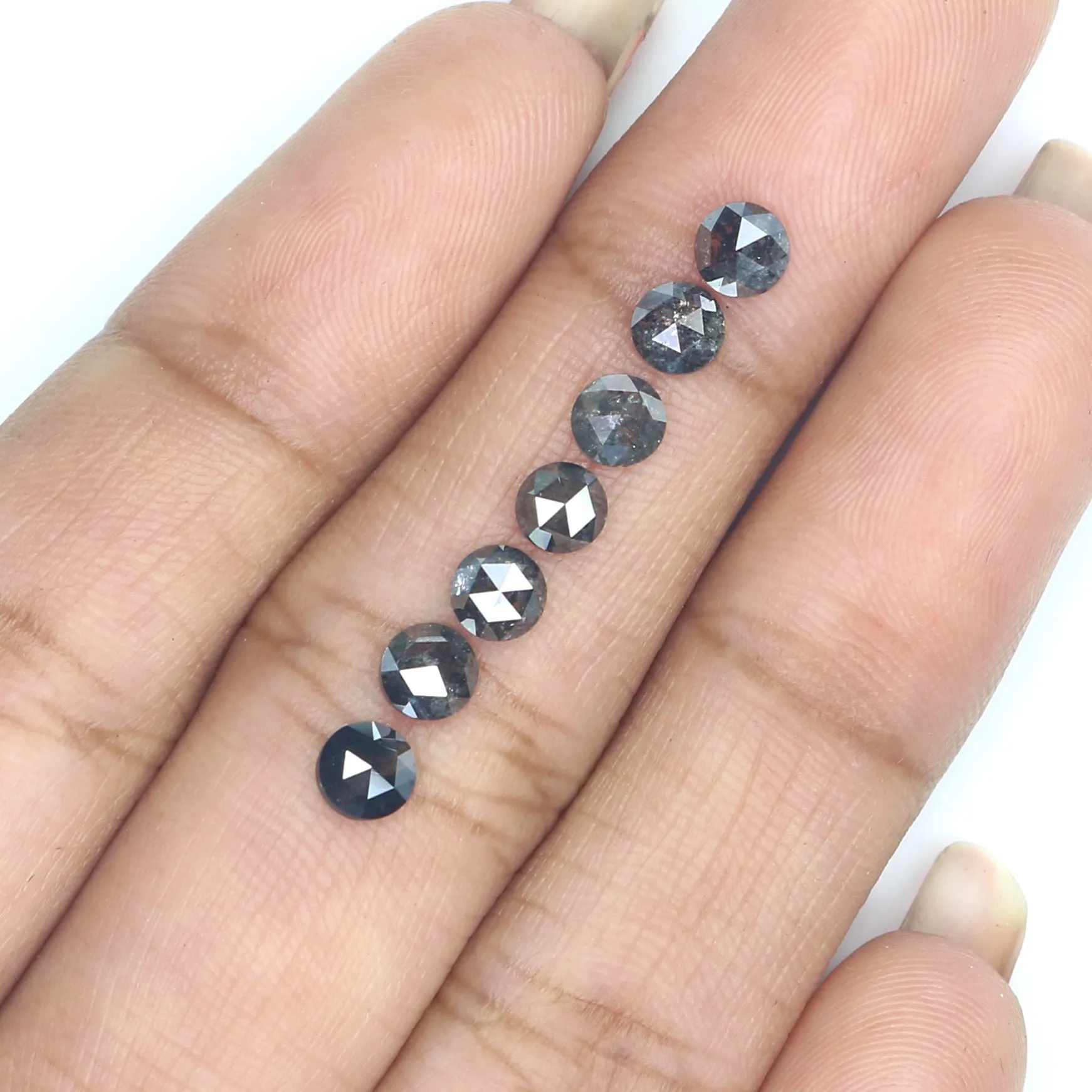 1.97 Ct Natural Loose Round Rose Cut Diamond Salt And Pepper Diamond 3.90 MM Natural Loose Black Grey Color Diamond Round Cut Di