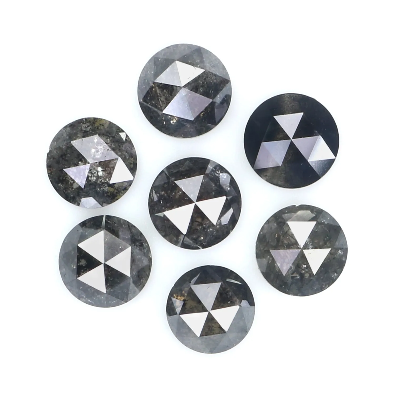 1.97 Ct Natural Loose Round Rose Cut Diamond Salt And Pepper Diamond 3.90 MM Natural Loose Black Grey Color Diamond Round Cut Di