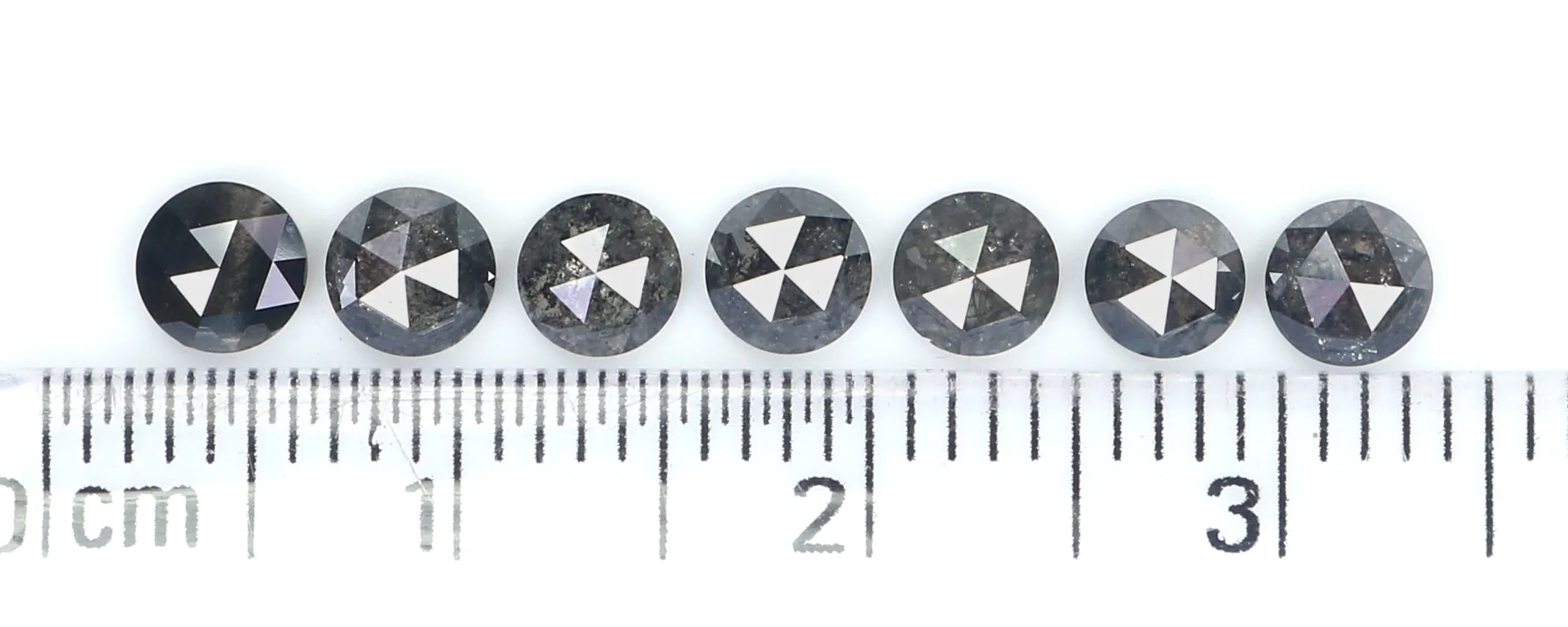 1.97 Ct Natural Loose Round Rose Cut Diamond Salt And Pepper Diamond 3.90 MM Natural Loose Black Grey Color Diamond Round Cut Di