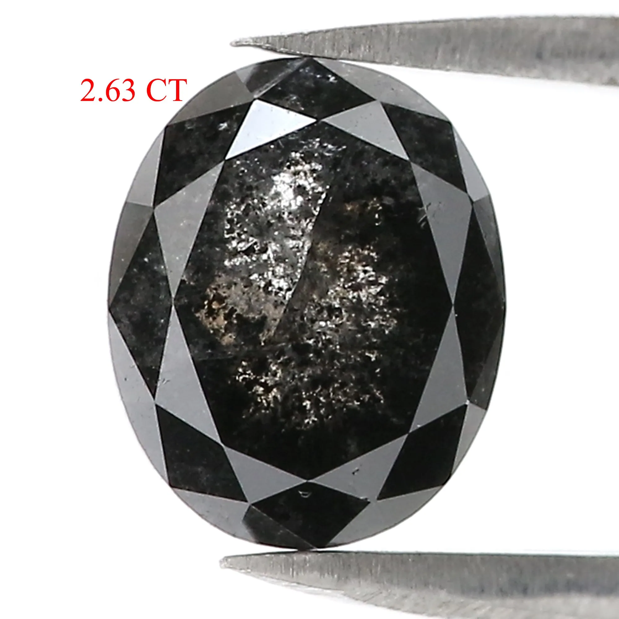 2.63 Ct Natural Loose Oval Shape Diamond Salt And Pepper Oval Cut Diamond 9.15 MM Natural Loose Diamond Oval Shape Rose Cut Diam