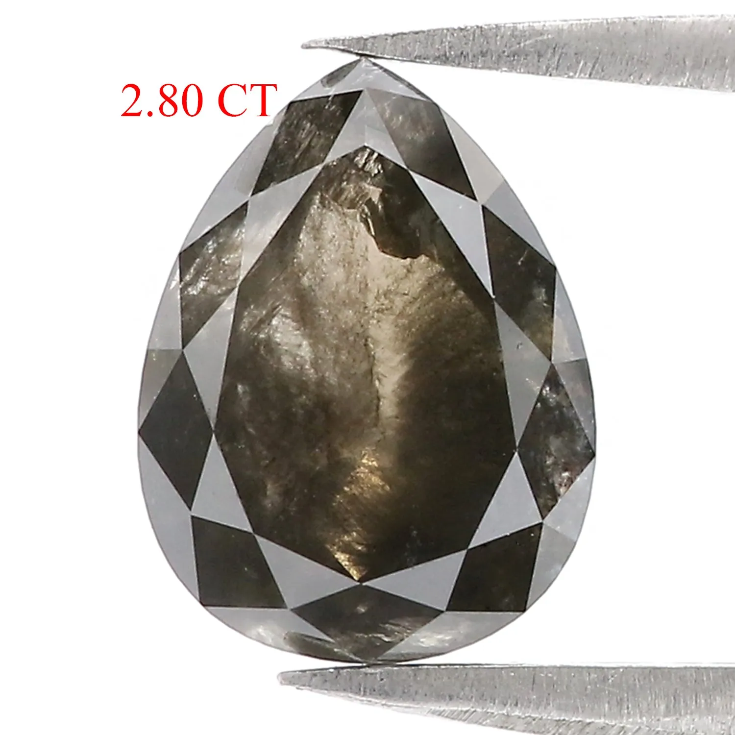 2.80 Ct Natural Loose Pear Shape Diamond Salt And Pepper Pear Cut Diamond 10.15 MM Natural Black Grey Diamond Pear Rose Cut Diam