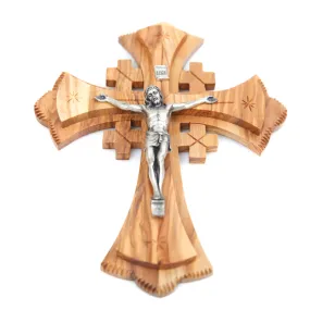 8.7 Jerusalem Wall Crucifix, Hand Made Olive Wood from the Holy Land