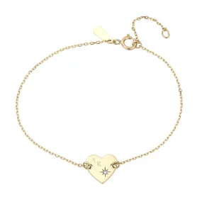 Adina Reyter Tiny Diamond Heart Stamp Bracelet