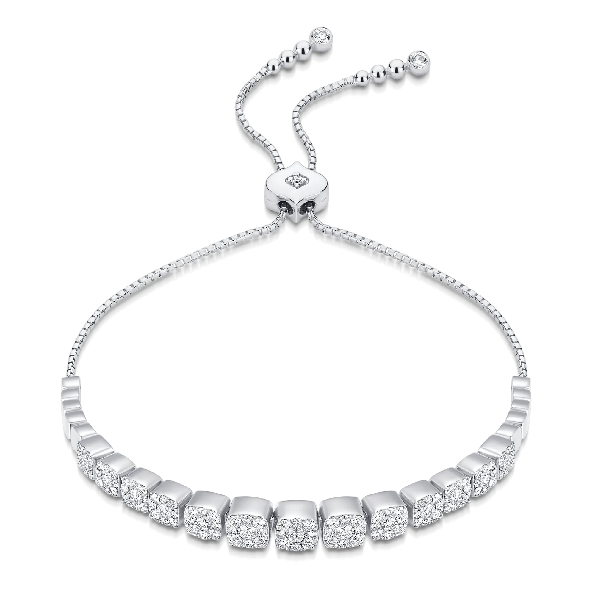 Adira Cushion Cluster Diamond Bolo Bracelet