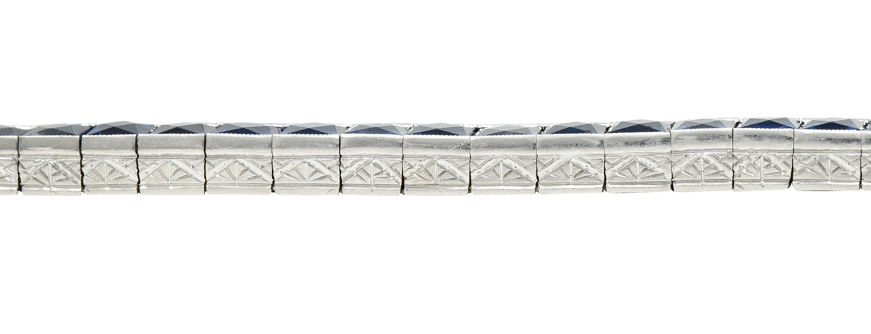 Art Deco 14.10 CTW French Cut Sapphire Platinum Line Bracelet