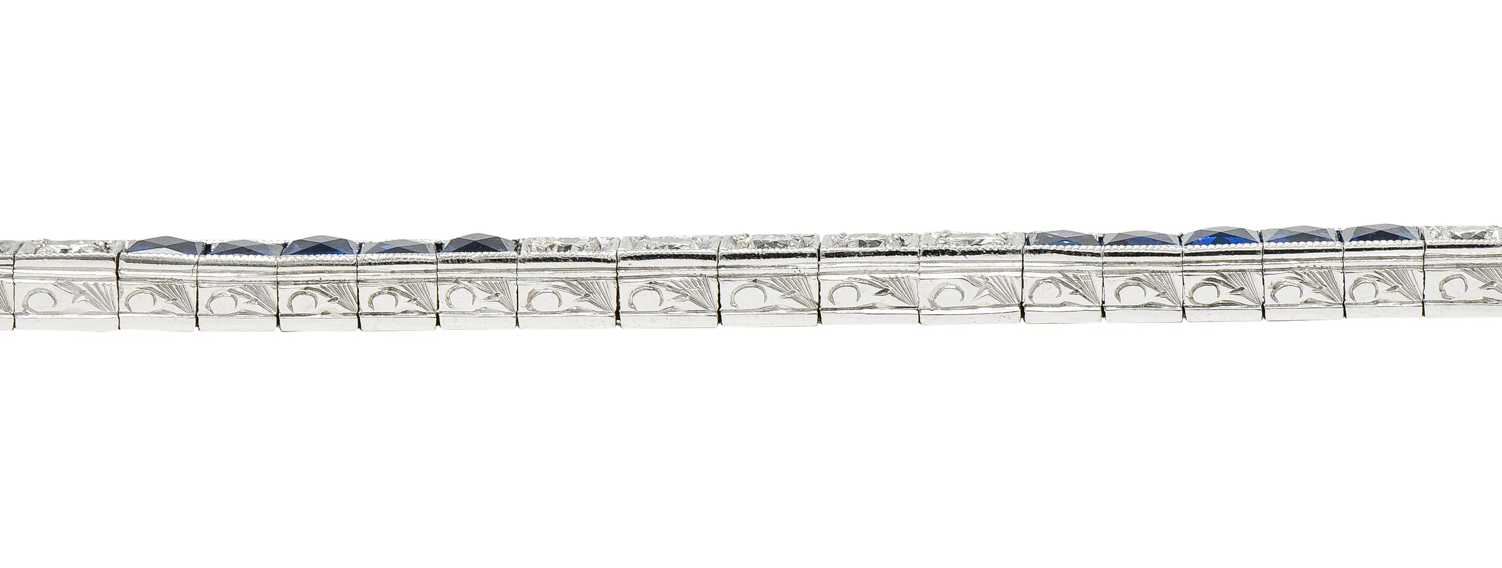 Art Deco 6.30 CTW Sapphire Diamond Platinum Line Bracelet