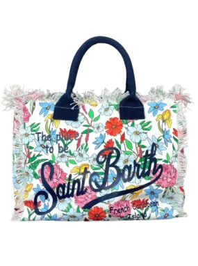 BORSA IN CANVA FANTASIA FLOREALE CON LOGO