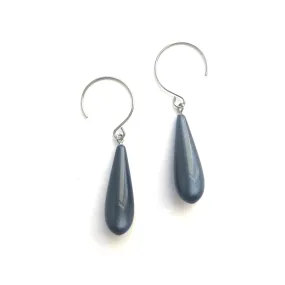 Charcoal Grey Moonglow Loop Drop Earrings