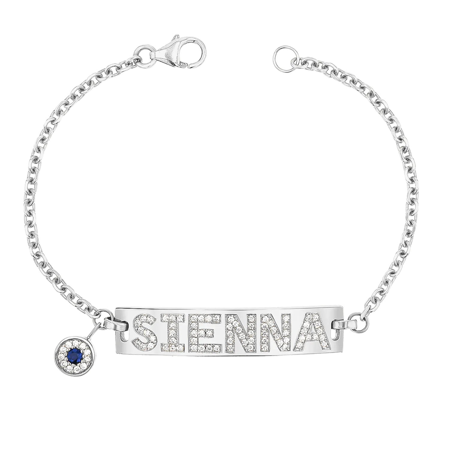 Custom Diamond Bar Bracelet With Evil Eye