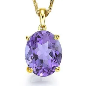 DAZZLING 0.5 CARAT TW (1 PCS) AMETHYST 10K SOLID YELLOW GOLD PENDANT