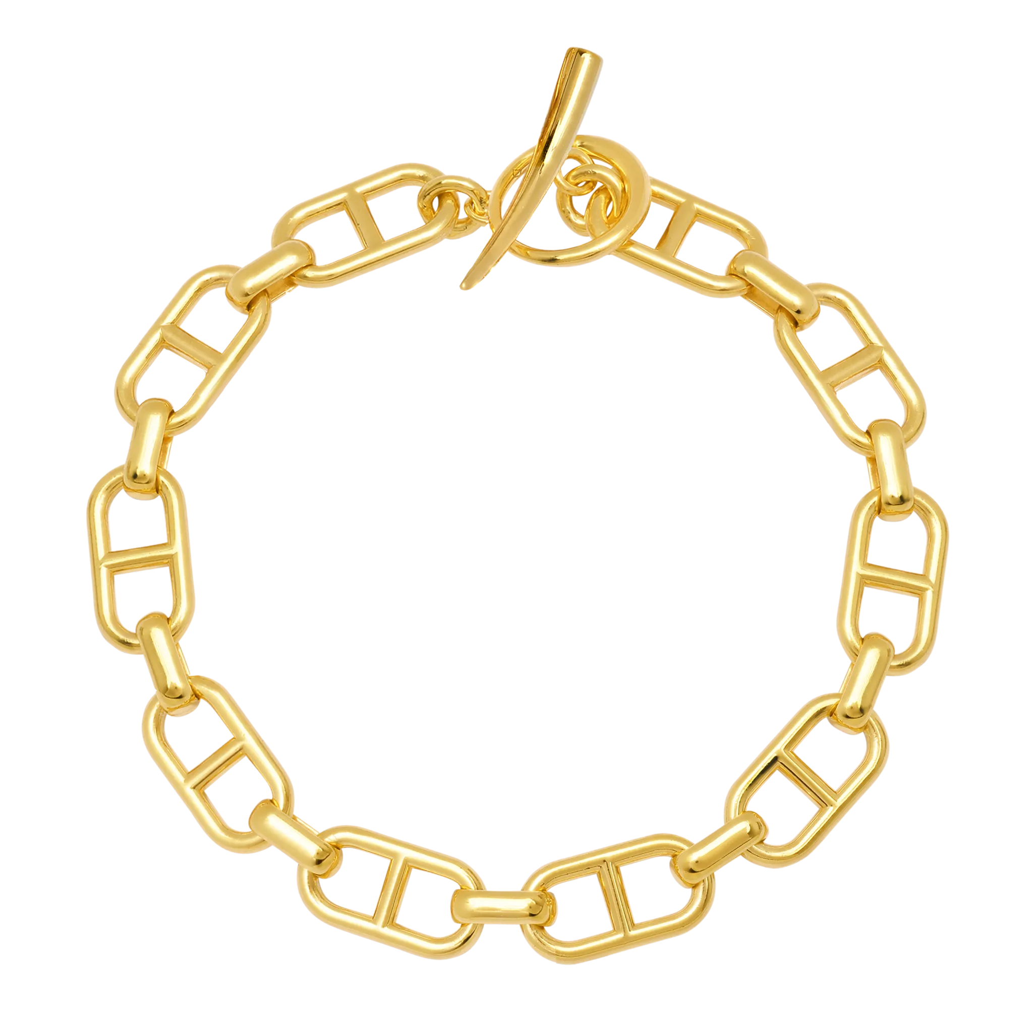 Fine Stirrup Chain Bracelet with Tusk Clasp